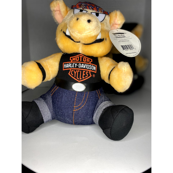 Harley Davidson Hog Pig Biker Plush 10" Tall Play-By-Play Vintage Set of 2! NWT! - Picture 3 of 4